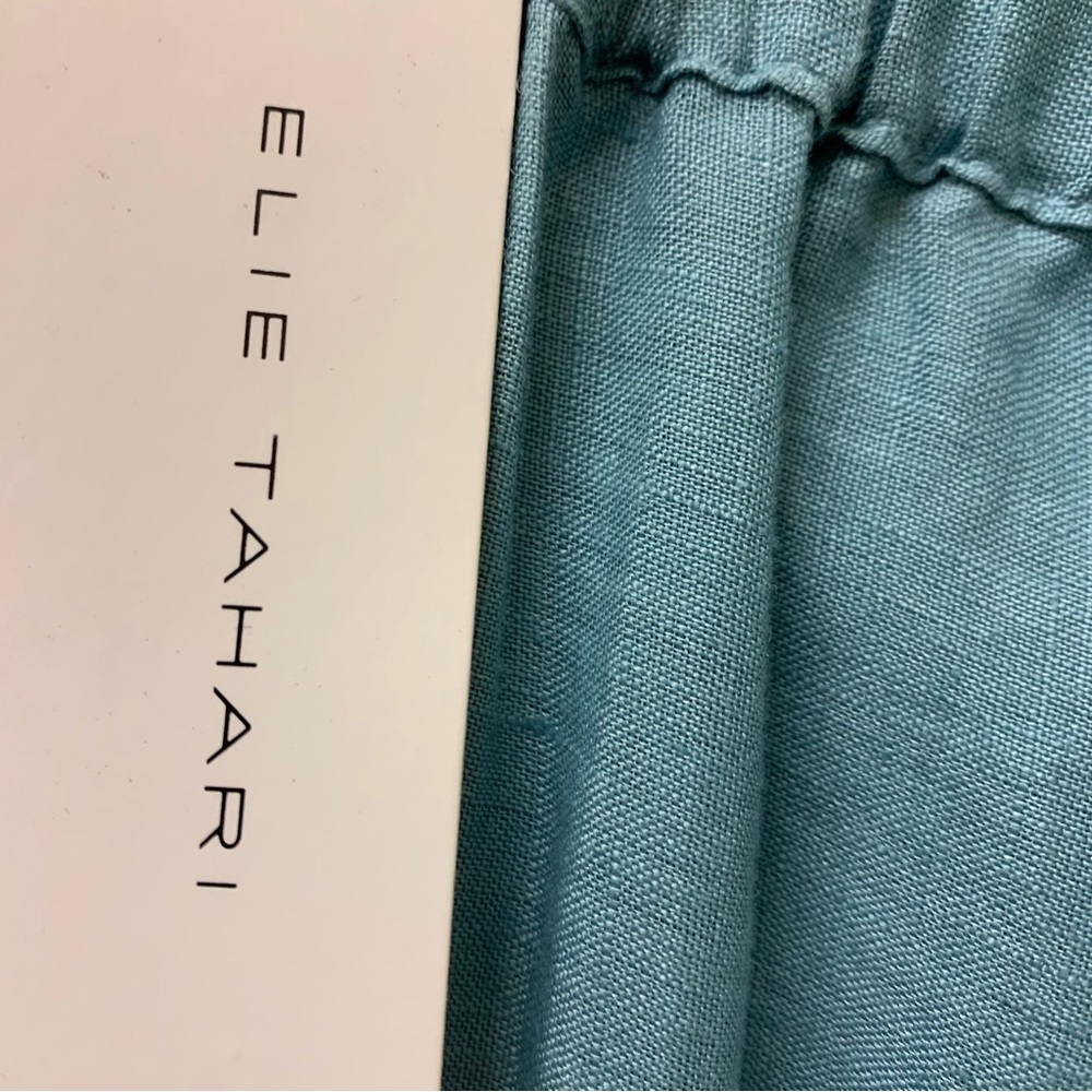 ELIE TAHARI Lesley Coastal 100% Linen Eyelet Wide-Leg Pants US 12/14 - Picture 7 of 8